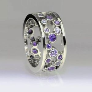 New purple cz silver ring